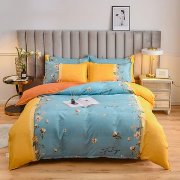 

Luxury Yellow flowers 3 or 4pcs Bedding Set Duvet Cover Sets with Zipper Closure 1 Quilt Cover + 1/2 Pillowcases US/EU/AU Size