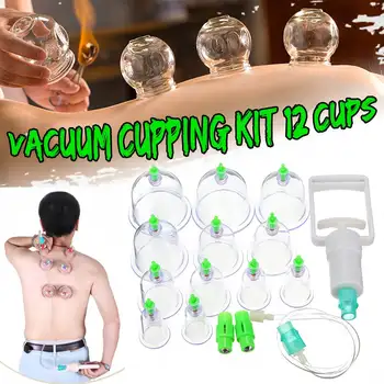 

12 Cups traditional Medical Vacuum Cans Body Massage Healthy Kit New Medical Vacuum Cup with Suction Pump Suction Therapy Device