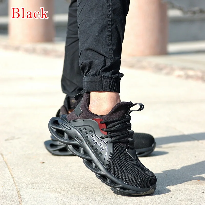 WENYUJH/защитная обувь с дышащей сеткой; мужские кроссовки-светильник; неубиваемые мягкие рабочие ботинки со стальным носком, не ПРОКАЛЫВАЮЩИЕ; Мода года - Цвет: Black