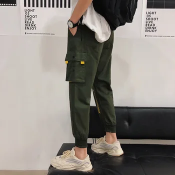 

ins Tide brand overalls men's loose Harlan pants 2020 spring and summer men's casual pants sports binding feet elastic waist