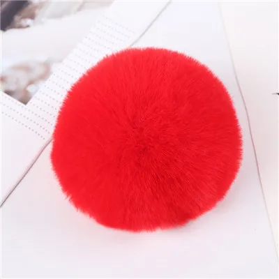 Big Pom Pom 8cm Fake Faux Fur Pompones Soft Fluffy Balls Solid Color Pompom For Women Handbag Phone Pendant Pompony Dekoracyjne - Цвет: red