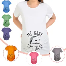 

Pregnancy Maternity Clothes Summer O-Neck Short Sleeve Plus Size T-shirt Solid Color Print Cute Pregnant Tee Парные Футболки L*