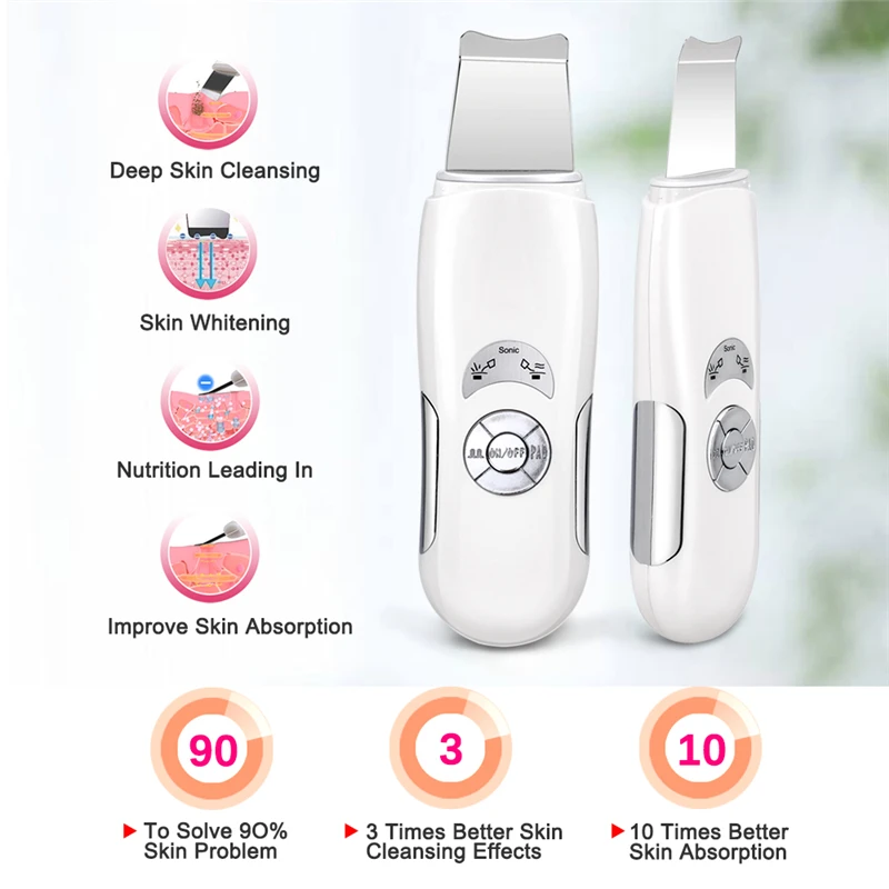 Ultrasonic Skin Scrubber Cleanser Face Cleaning Acne Removal Facial Spa Vibration Massager Ultrasound Peeling Clean Machine | Красота и