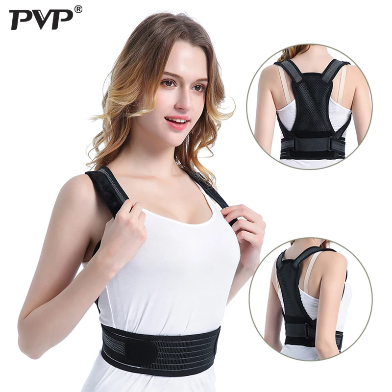

Men women children black posture corrector shoulder support belt corset back back posture corrector