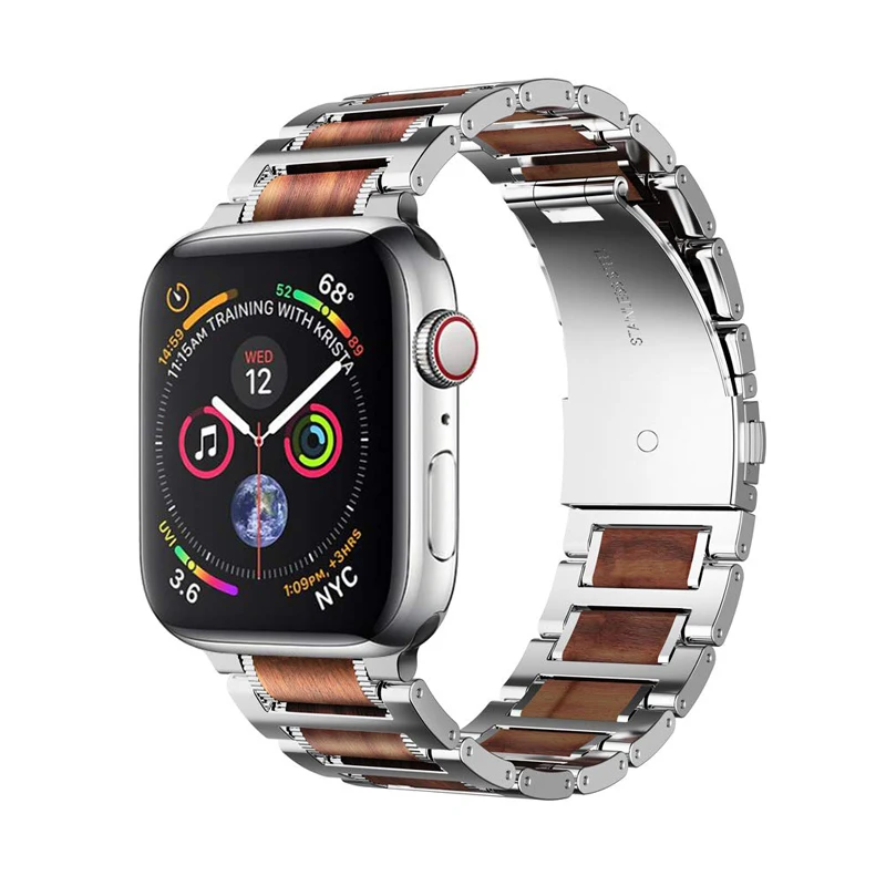 Деревянный красный ремешок из сандалового дерева для наручных часов apple watch 42 мм