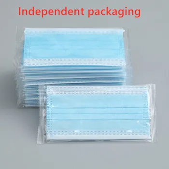 

Independent Packaging Blue Black Pink White Disposable Masks Mouth Cover Mask Non Woven Cotton 3 Layer Face Mask 100pcs