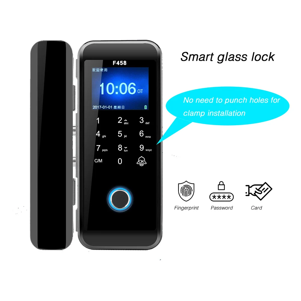 

Fingerprint Code Lock Smart Lock Home Security Electronic Door Lock Drilling Free Office Glass Door Lock