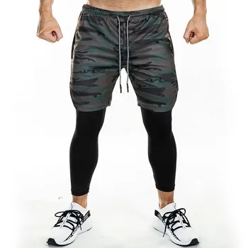 Running Sweatpants Men Shorts And Leggings 2in1 Sportswear Gym Joggers Pants Drawstring Waist Casual Pants Zipper Sport Trousers 5