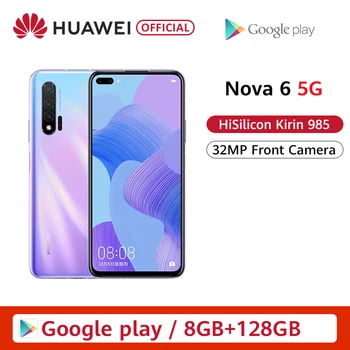 

Original Huawei Nova 6 5G Smartphone 40MP AI Cameras 32MP Front Camera 6.57'' Full Screen Kirin 990 Android 10