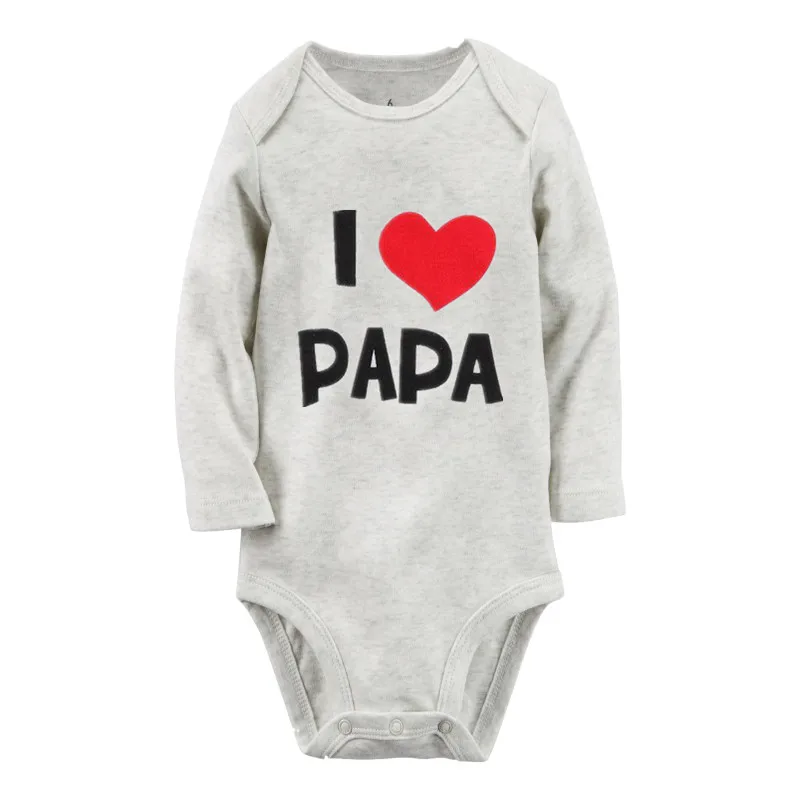 Children's Thermal Underwear Print Letter I Love Mama Papa Newborn Baby Pajamas Long Sleeve Ropmers Autumn Winter Warm Sleepwear
