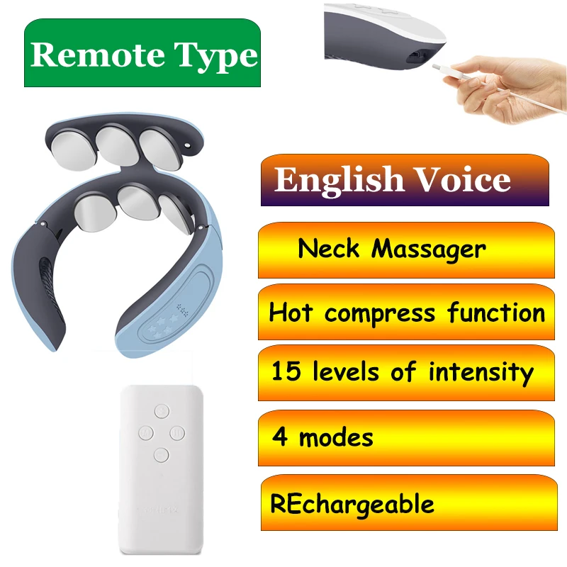 6 Heads Cervical Massager Health Care Electric Neck Pulse Back Massager Back Pain Shoulder Massage Relaxation Massager For Neck