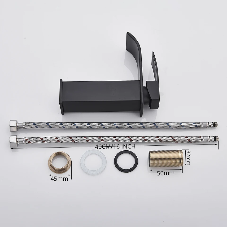 Bathroom Faucet Bathroom Waterfall Basin Sink Faucet Black Faucets Brass Bath Faucet Hot&Cold Water Mixer Vanity Tap Deck Mounted Washbasin Taps