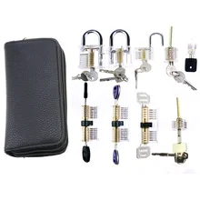 Kit de sélection pratique pour débutant serrurier, 24 pièces outil de sélection avec diverses combinaisons de serrures transparentes, Kit d'outils de serrurier