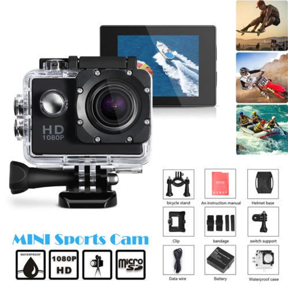 HD 1080P Sports Action Waterproof Diving Recording Camera Full HD Cam Extreme Exercise Video Recorder Camcorder Digital Camera digital camera for beginners