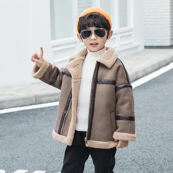 

Children's Wear New Autumn and Winter Boy's Fur Thickened Coat Medium and Large Children's Wool Sweater Children's Plush Top