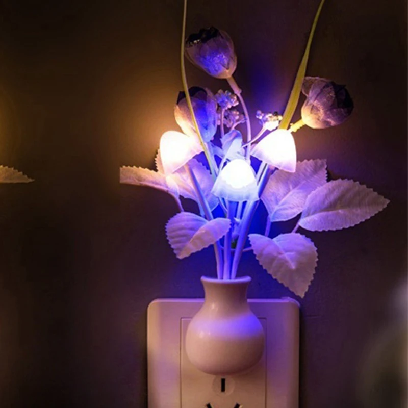  Flowers Mushroom Bedroom Decor Light Sensing LED Night Light Bed Lamp Night Lamp - 4000155969760