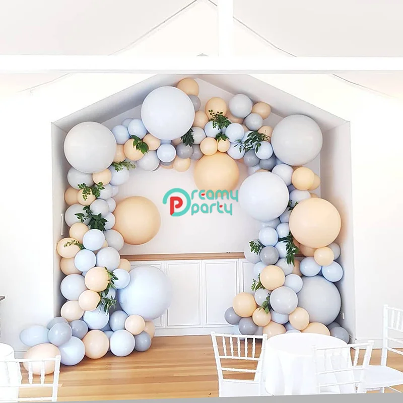 

119pcs/set Macaron Blue Grey Peach Pastel Balloon Garland Arch Set Birthday Party Wedding Background Wall Decoation