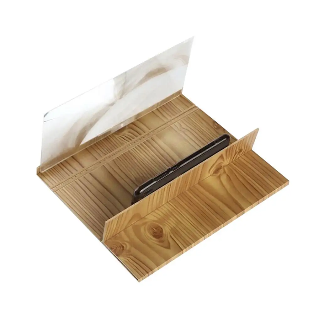 

12" Wooden Mobile Phone Screen Magnifier Universal HD Smart Phones Screen Amplifier With Wood Grain Stand Anti-radiation Optical