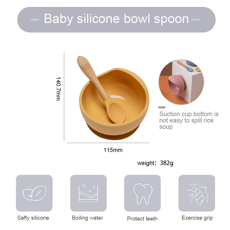 2 pièces silicone auto-alimentation cuillère fourchette bébé enfant en bas  âge ustensiles formation ustensiles ensemble anti-pollution