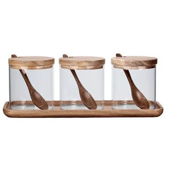 

3 Pcs 250ML Glass Seasoning Jar Salt Sugar Bowl Kitchen Seasoning Box Seasoning Bottle Home Set Kitchen Accessories