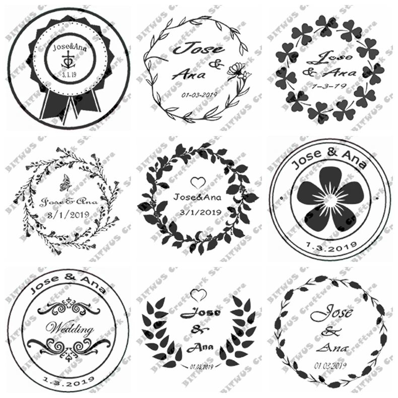  40mm Round Personalized Stamp 18 styles option Self Inking Custom Wedding Stamp With Personal Name  - 4.00015E+12