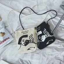 Новая стильная Холщовая Сумка с рисунком граффити, женская сумка на одно плечо, сумка для мобильного телефона, женская сумка из Южной Кореи