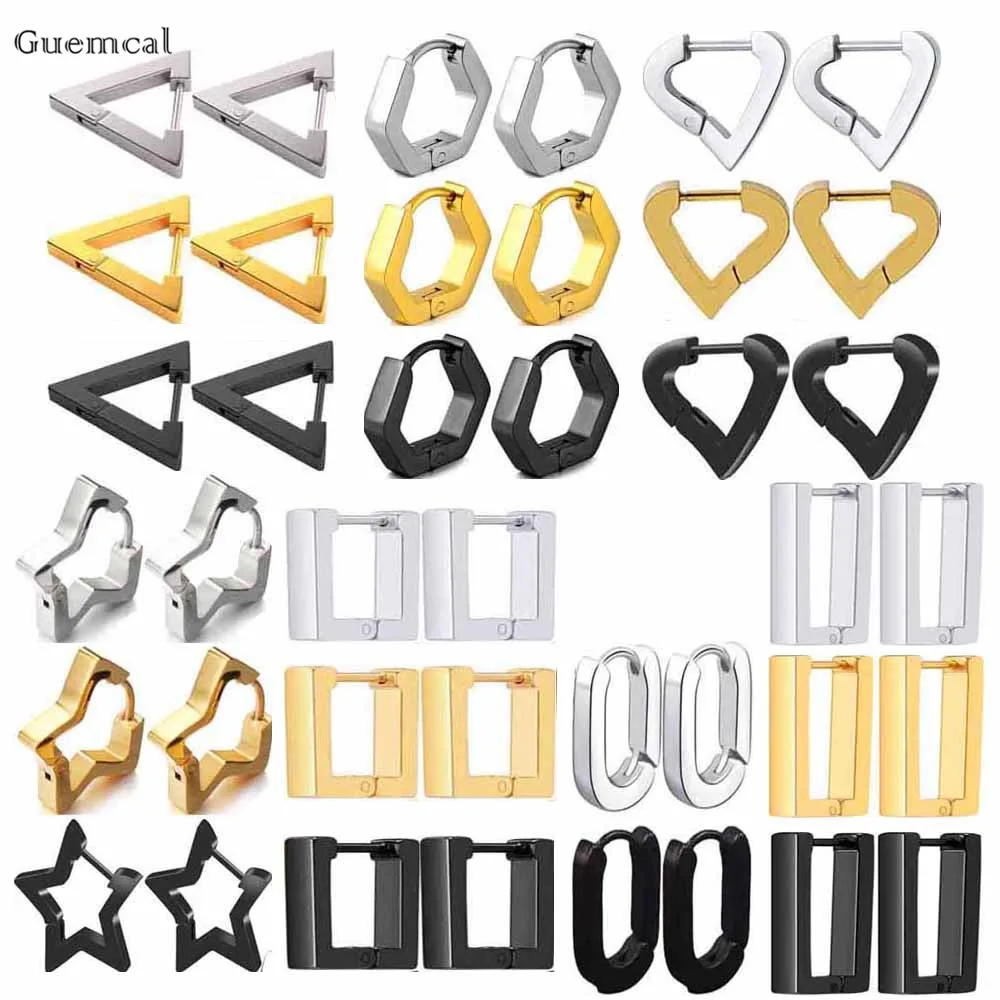 

Guemcal 2pcs Fashion Personality Square Heart-shaped Five-pointed Star Earrings Exquisite Piercing Jewelry