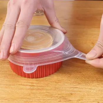 

1/6Pcs Reusable Silicone Suction Lid-Bowl Pan Cooking Pot Lid-Silicon Stretch Lids Silicone Cover Pan Spill Lid Stopper Cover