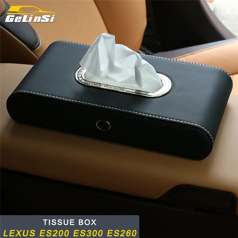 

GELINSI Car Styling Leather Tissue Box Napkin Paper Container Case Interior Accessories for Lexus ES 2018 ES200 ES300 ES260
