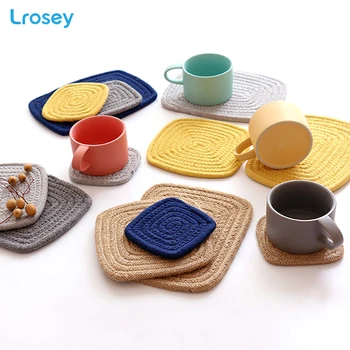 

3PCS Nordic Table Placemats Heat Insulation Coaster Anti Slip Coffee cup mat Kitchen tool DIY Home Decor Cotton color Table Mat