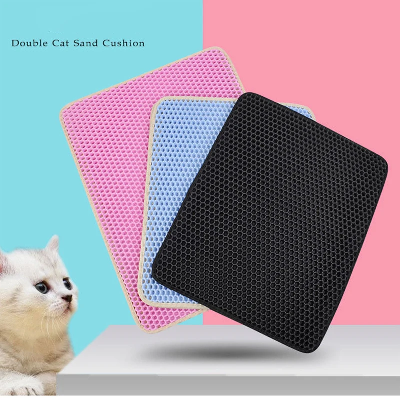 

Waterproof Pet Cat Litter Mat Double-Layer Bottom Non-slip Washable Foldable Pet Litter Catcher Mat Easy Clean Pet Toilet Pad