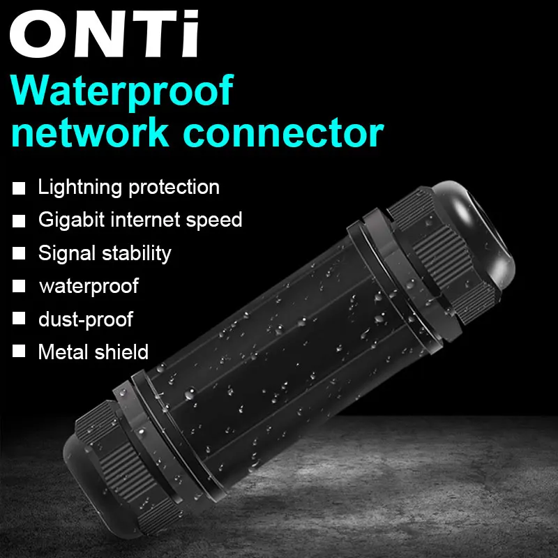 ONTi RJ45 waterproof Connector IP67 Ethernet Network Cable Connector Double Head Adapter Coupler Extension for Cat5 6 7 8P8C
