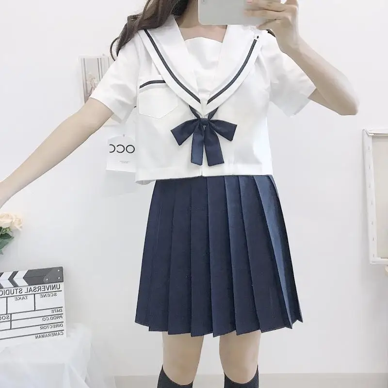 Kawaii школьная форма для японской средней школы для девочек японские корейские Топы + юбка + галстук школьная одежда Униформа Юнга