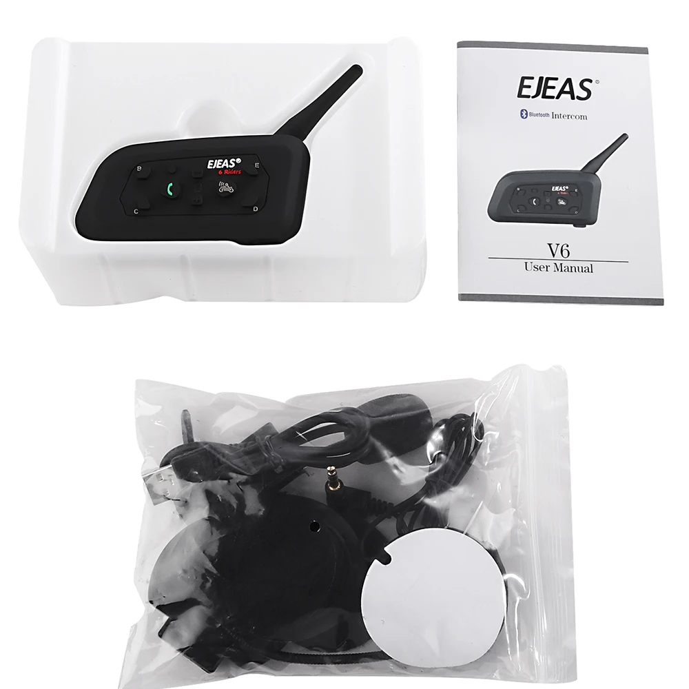 Ejeas V6 1200M шлем домофон для 6 всадников Bluetooth мотоцикл BT домофон мобильный беспроводной Comunicador Мото шлем гарнитуры