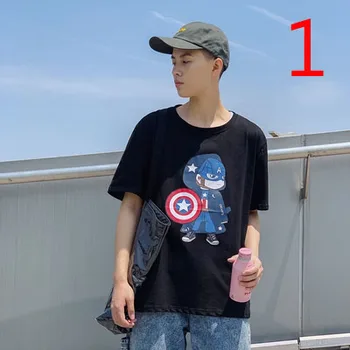 

T-shirt male Korean version of the trend of fashion personality Slim thin section mercerized cotton wild shirt