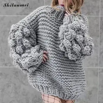 

Cotton Women Knitted Sweater Turtleneck Loose Thermal Soild Color Knitwear Feminine Soft Pullovers Warm Fashion Pull Femme Tops