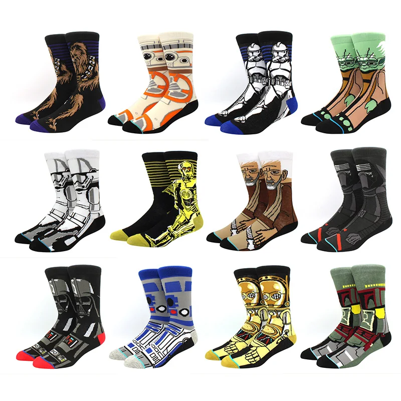Hot Star Wars Movie Socks Master Yoda R2-D2 Cosplay Wookiee Jedi Knight Novelty Men's Women's Spring Autumn Winter | Детская