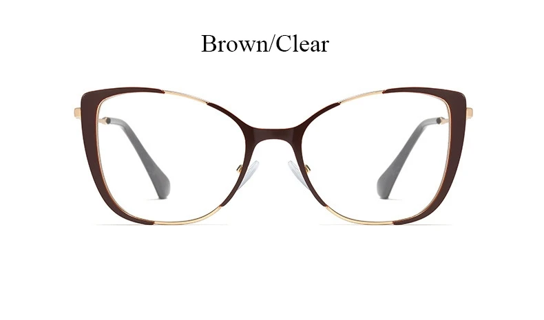 Чистые прозрачные очки оправа женские сексуальные кошачий глаз металлическая оправа женские очки модные брендовые дизайнерские женские очки - Цвет оправы: Brown Clear