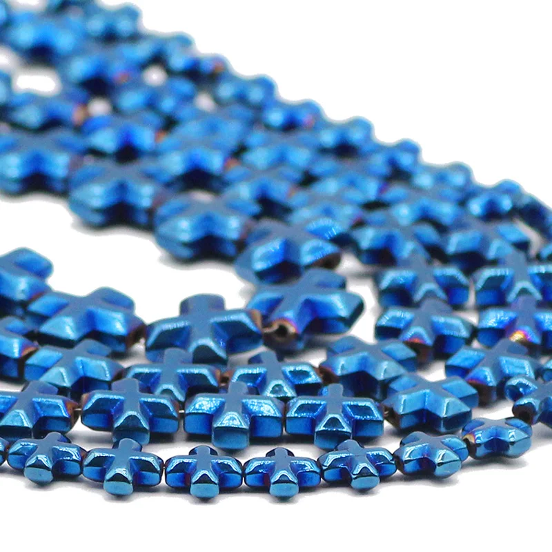

Cross Jesus Blue Hematite Natural Stone Spacer Loose Beads For Jewelry Making Handmade DIY Bracelet Pendant Accessories 6/8/10MM