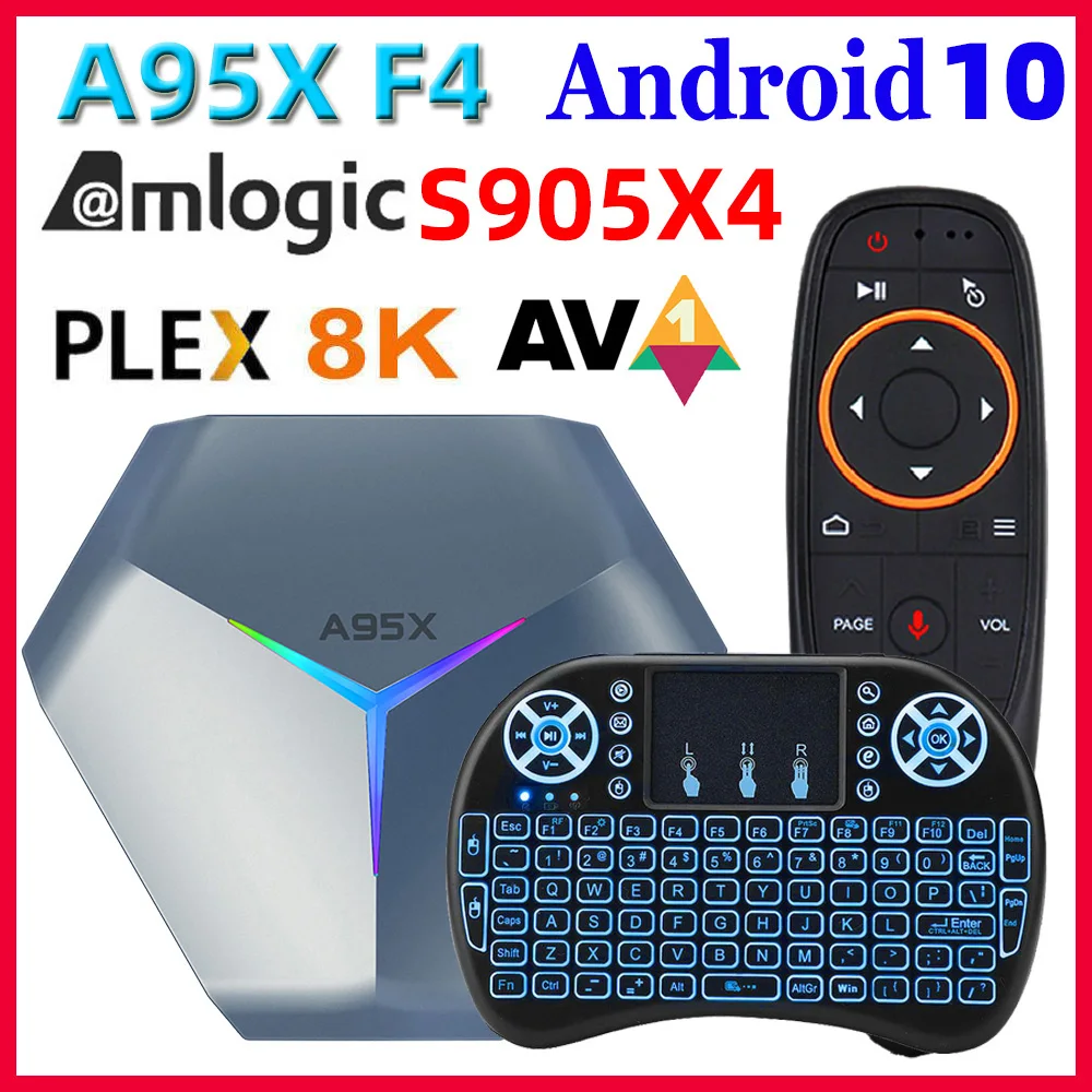 A95X F4 Amlogic S905X4 Smart Android 10 TV Box 4K HD YouTube 4GB RAM 32GB 64GB 128GB ROM 2.4G/5Ghz Wifi RGB Light Set Top Box