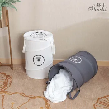 

Folding Laundry Basket with lid Storage Barrel Standing Toys Clothing Storage Bucket Laundry Organizer Holder Pouch Household