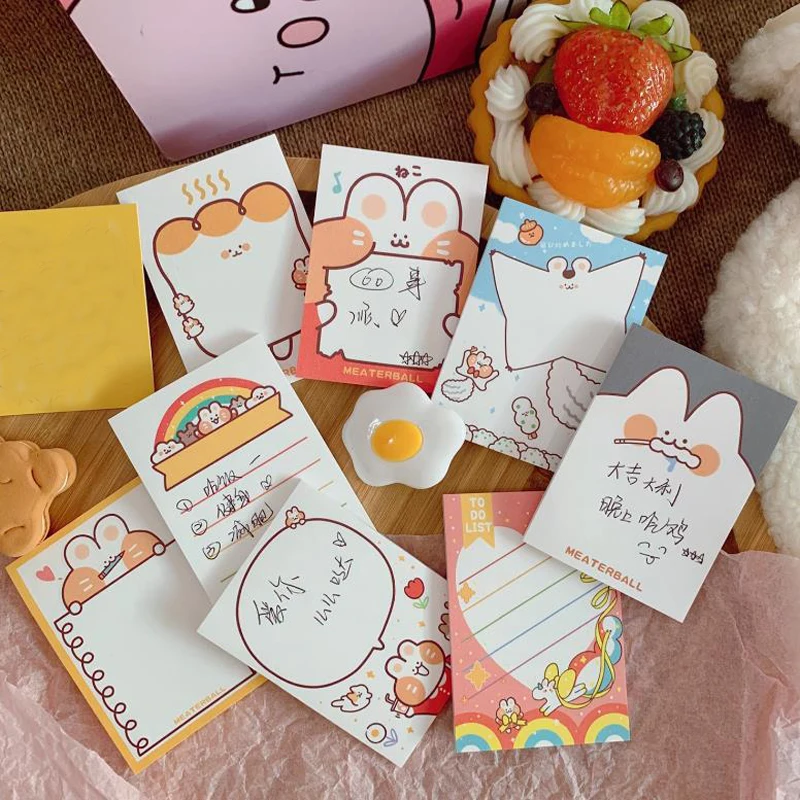 1 шт. Kawaii Кролик Медведь Хлеб бумажные блокноты для записей N Times Липкие заметки
