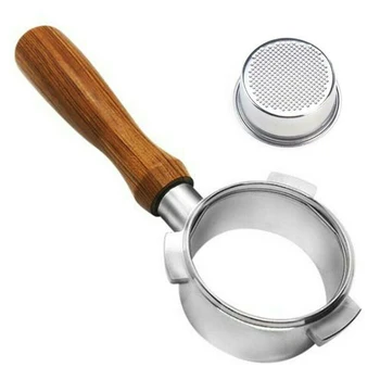 

880 Coffee Handle With Filter Basket Holz + Edelstahl 304 Bottomless 54mm