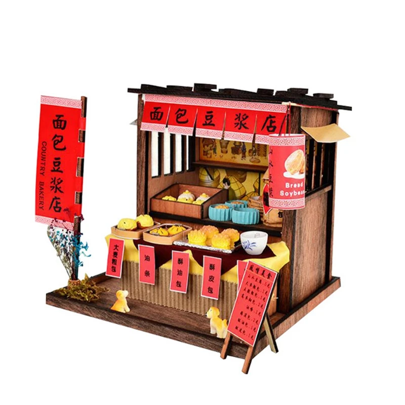 

DIY House Miniature with Furniture LED Model Building Blocks Toys for Children Casa De Boneca Chinese Folk Architecture