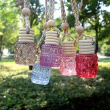 Car Hanging Perfume Pendant Fragrance Air Freshener Empty Glass Bottle For Essential Oils Diffuser Automobiles Ornaments