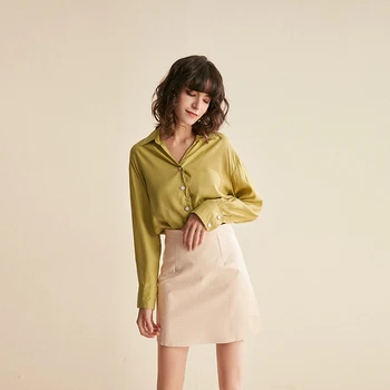 

CMAZ 2019 Autumn Fashion Solid Bright Color Blouse Women Lapel Long Sleeve Single-breasted Shirt Tops CMAZ19C7159