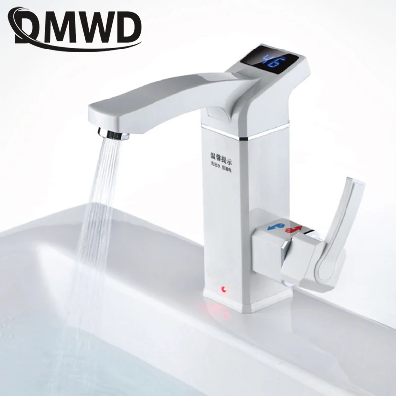 DMWD 2500 Вт Электрический нагреватель с индикацией температуры, кухонный кран для ванной, безрезервуарный мгновенный кран для горячей воды, мгновенный кран для холодного нагрева - Цвет: plug on desktop