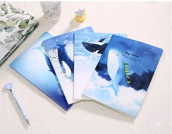

4pc B5 Large Notebook Paper Planner Agenda School Travelers Notbook Cartoon Flamingo Cat Blue Whale Notepad