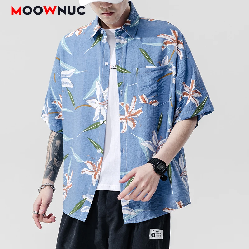 

Hip Hop Youth Short Sleeve 2020 Shirts Male Summer MOOWNUC Designer Men's Clothes Casual 5XL Streetwear Loose PrintedShirts