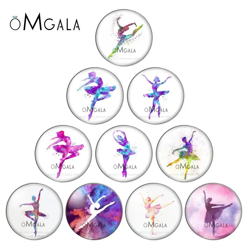 

Beauty Dancing girls ballet 10pcs 8mm/10mm/12mm/16mm/18mm/25mm/30mm Round photo glass cabochon demo flat back Making findings